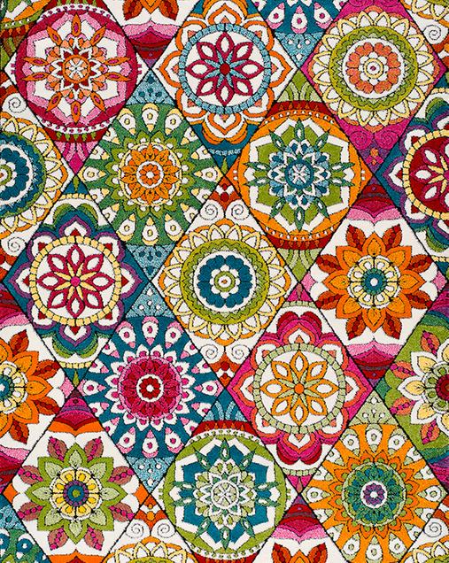 Alfombra Étnica con toques Florales Happy 22921 Multi