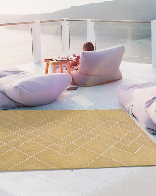 Alfombra Geométrica Indoor-Outdoor Hibis 9750 mostaza