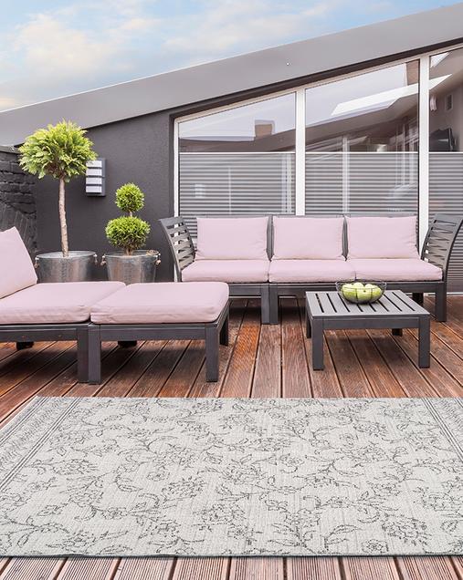 Alfombra Floral Indoor-Outdoor Weave 100 Gris