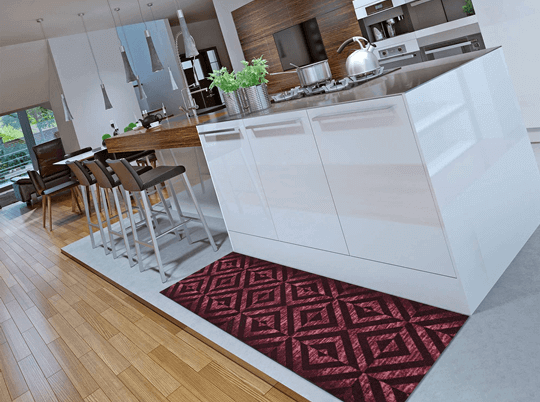 Alfombra de cocina con motivos geométricos